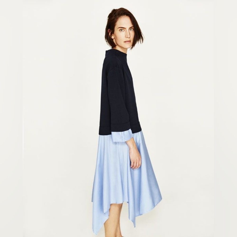 Zara Midi elbow dress navy